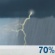 This Afternoon: Showers likely and possibly a thunderstorm before 1pm, then showers and thunderstorms likely after 1pm.  Mostly cloudy, with a high near 71. Southeast wind 10 to 15 mph, with gusts as high as 25 mph.  Chance of precipitation is 70%. New rainfall amounts between a tenth and quarter of an inch, except higher amounts possible in thunderstorms. 